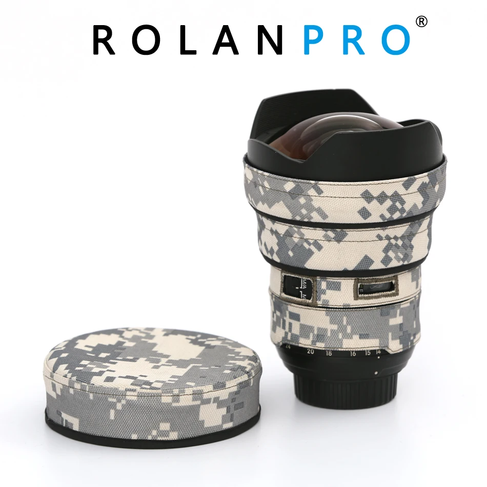 

ROLANPRO Lens Cover Camouflage Rain Cover for Nikon AFS 14-24mm F/2.8G ED Lens Sleeve Guns Clothing Photography Case