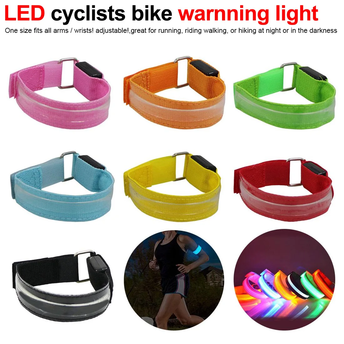 Cyclists Bike Warnning Light Glowing Bracelets Sport Led Wristbands Running Light For Runners Adjustable LED Wristbands
Cyclists Bike Warnning Light Glowing Bracelets Sport Led Wristbands Running Light For Runners Adjustable LED Wristbands