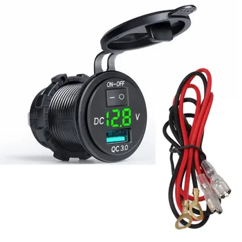QC3.0 2.1A Fast Charging Dual USB Car Voltmeter LED Digital Display Power Adapter With Switch Wiring Waterproof Car USB Charger
QC3.0 2.1A Fast Charging Dual USB Car Voltmeter LED Digital Display Power Adapter With Switch Wiring Waterproof Car USB Charger