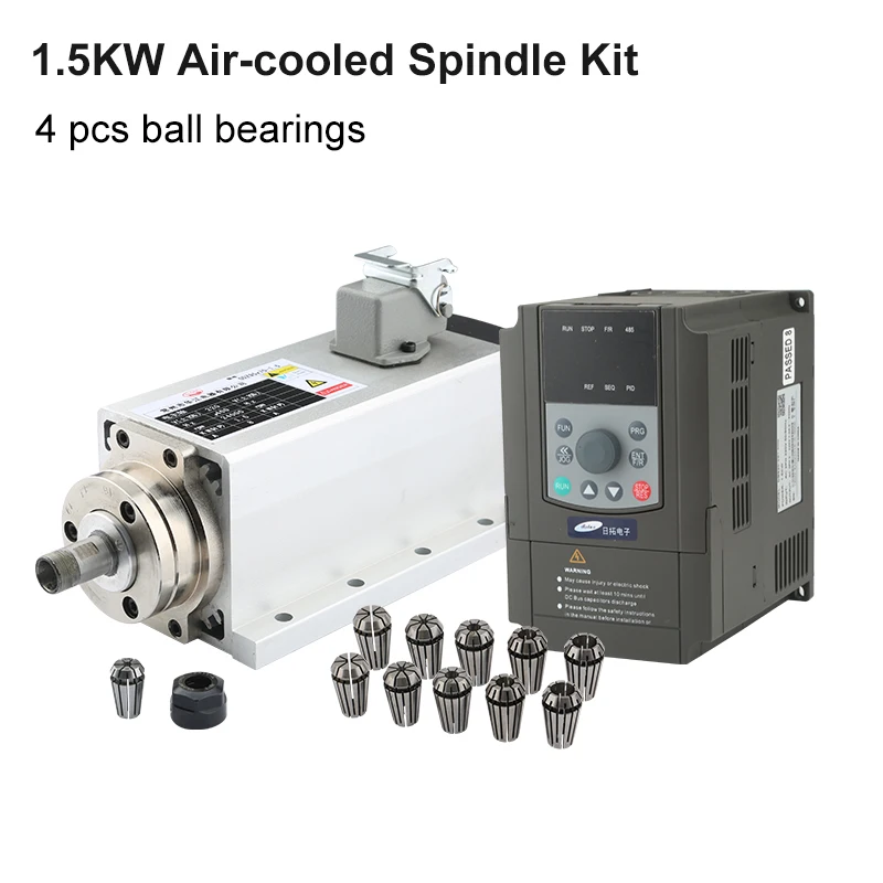 CNC 1.5kw ER11 Spindle Kit 220V / 380V Square Air-Cooled Spindle Motor + VFD Inverter + With ER11 Chuck Set CNC Router Milling
CNC 1.5kw ER11 Spindle Kit 220V / 380V Square Air-Cooled Spindle Motor + VFD Inverter + With ER11 Chuck Set CNC Router Milling