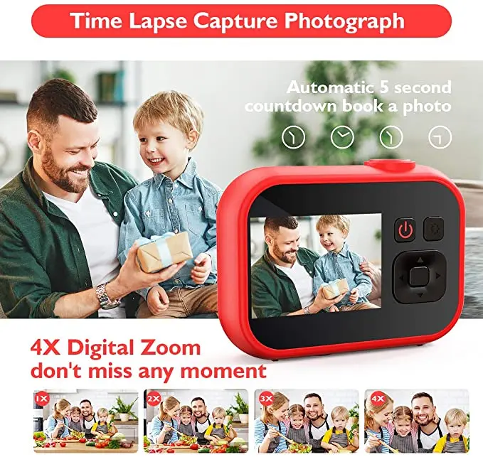 Digital Children Camera 1080P High-Resolution 2.0 Inch LCD Screen 4x Zoom Children Creative Educational Toy Photography Training
Digital Children Camera 1080P High-Resolution 2.0 Inch LCD Screen 4x Zoom Children Creative Educational Toy Photography Training
