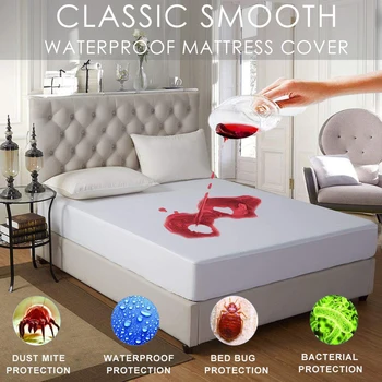 180X200CM 100% Waterproof Smooth Mattress Cover Hypoallergenic Waterproof Mattress Protector Cover For Mattress Pad Bed Sheet
180X200CM 100% Waterproof Smooth Mattress Cover Hypoallergenic Waterproof Mattress Protector Cover For Mattress Pad Bed Sheet
