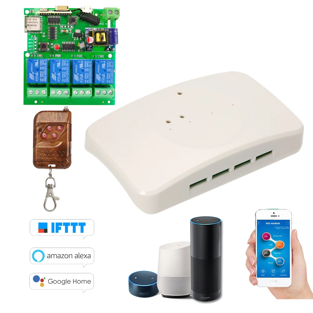 eWeLink 433Mhz Smart Remote Control Wireless Switch 4ch DC 5V AC85-220V Wifi Switch with Shell Timer Phone APP Remote Control
eWeLink 433Mhz Smart Remote Control Wireless Switch 4ch DC 5V AC85-220V Wifi Switch with Shell Timer Phone APP Remote Control