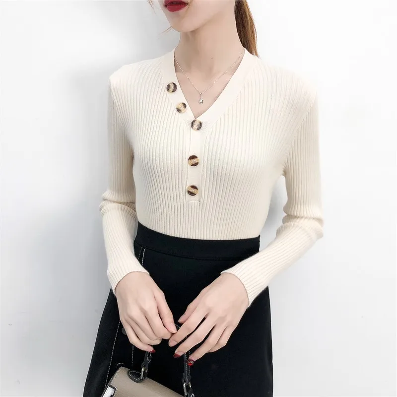 Sweater Women 2019 Autumn Winter New button Solid Sweater Long Sleeve V Neck Fashion Loose Harajuku Slim Sweater Female Tops
Sweater Women 2019 Autumn Winter New button Solid Sweater Long Sleeve V Neck Fashion Loose Harajuku Slim Sweater Female Tops
