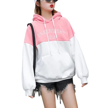 Fashion Hoodies Women Fleece Letter Printing Loose Large Size Womens Autumn Winter Korean Sweatshirt Coat Casual Tops Tide 
Fashion Hoodies Women Fleece Letter Printing Loose Large Size Womens Autumn Winter Korean Sweatshirt Coat Casual Tops Tide