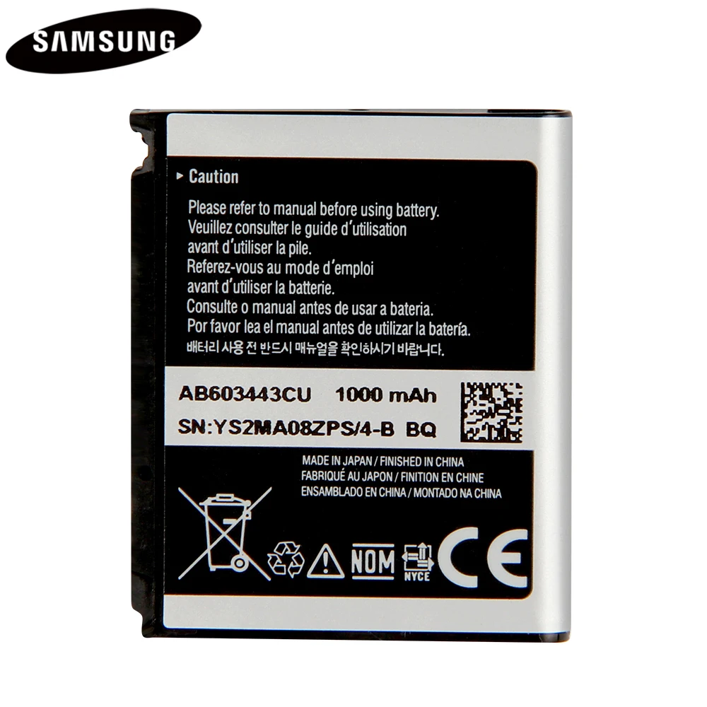 Original Battery AB603443CU AB603443CC AB603443CE For SAMSUNG S5230C F488E G808E L870 W159 S7520U GT-S5233 G800 S5230 F539
Original Battery AB603443CU AB603443CC AB603443CE For SAMSUNG S5230C F488E G808E L870 W159 S7520U GT-S5233 G800 S5230 F539