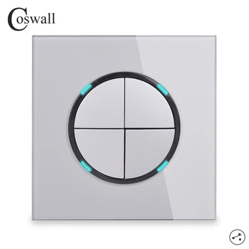 Coswall 4 Gang 2 Way Random Click On / Off Wall Light Switch LED Indicator Pass Through Switch Switched Glass Panel Grey Gray
Coswall 4 Gang 2 Way Random Click On / Off Wall Light Switch LED Indicator Pass Through Switch Switched Glass Panel Grey Gray