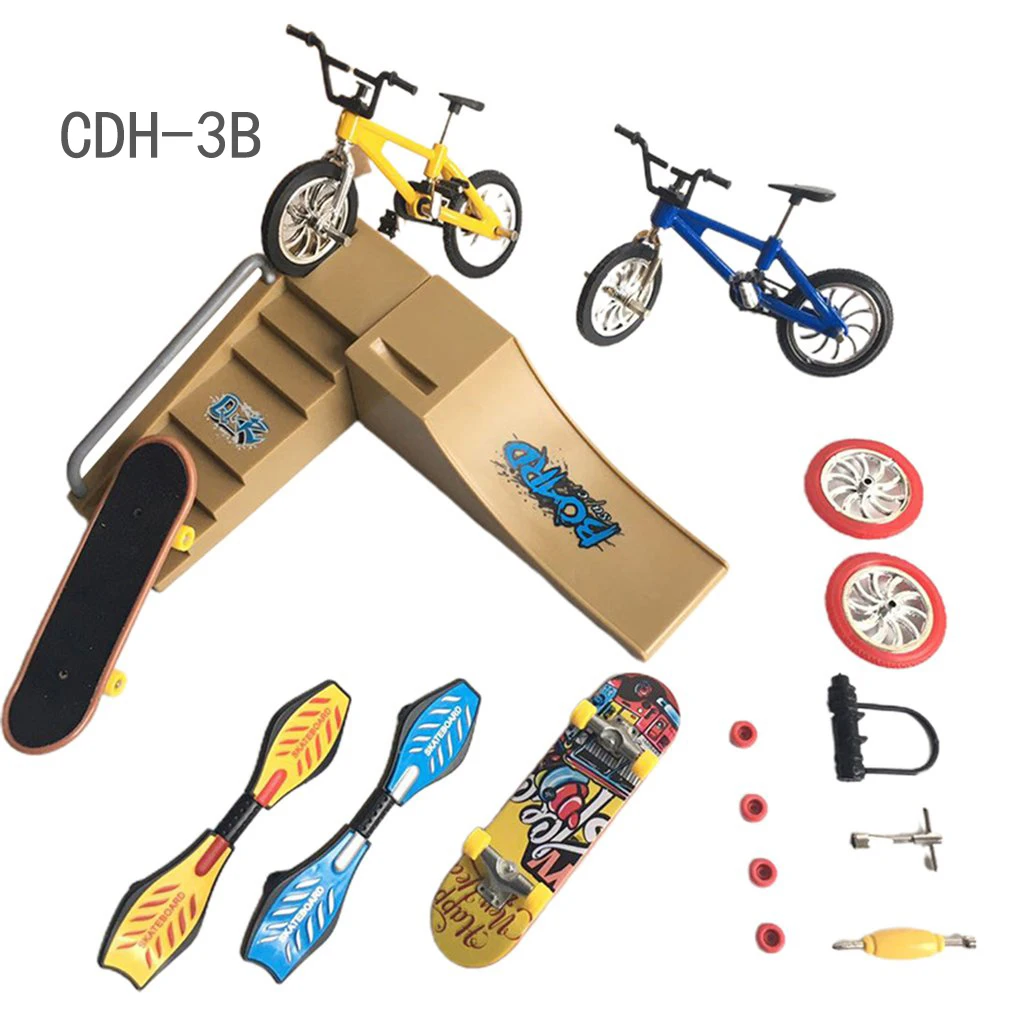 Generic Mini Finger Skateboarding Fingerboard BMX Bicycle Skate Boards Ramps Set Skatepark