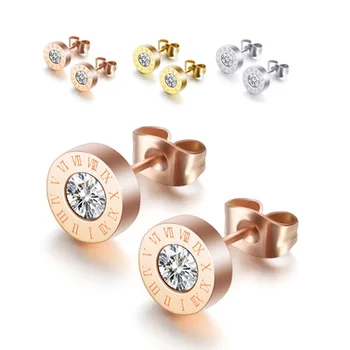 Stainless Steel Stud Earrings for Women Gold Rose Gold Roman Numeral Zircon Earrings Female Fashion Jewelry
Stainless Steel Stud Earrings for Women Gold Rose Gold Roman Numeral Zircon Earrings Female Fashion Jewelry