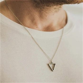 Pendant Necklace Women Men Simple Triangle Long Chain Necklace Silver Color Statement Couple Choker Gifts Fashion Jewelry 
Pendant Necklace Women Men Simple Triangle Long Chain Necklace Silver Color Statement Couple Choker Gifts Fashion Jewelry