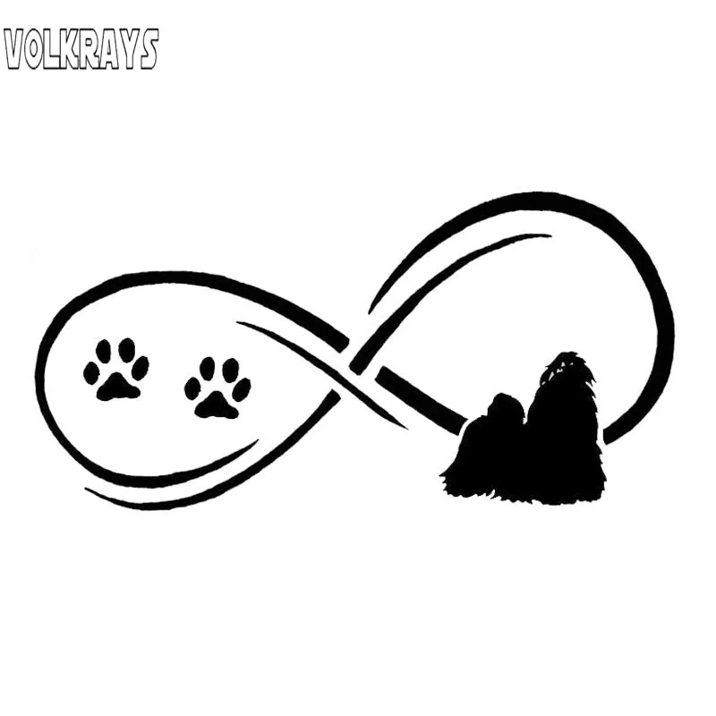 Volkrays Fashion Car Sticker Tzu Shih Pet Dog Paw Print Accessories Reflective Waterproof Vinyl Decal Black/Silver 7cm*16cm | Автомобили и