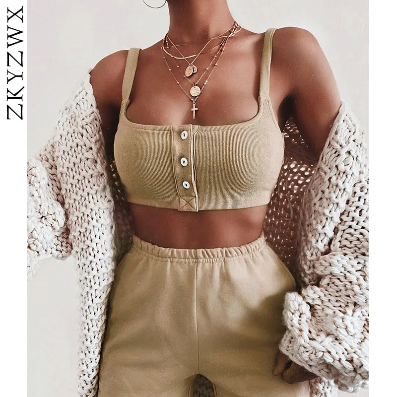 ZKYZWX Traksuit Casual Two Piece Set Spaghetti Strip Button Crop Top and Pants Matching Sets Fall Streetwear Sexy 2 Piece Set
ZKYZWX Traksuit Casual Two Piece Set Spaghetti Strip Button Crop Top and Pants Matching Sets Fall Streetwear Sexy 2 Piece Set