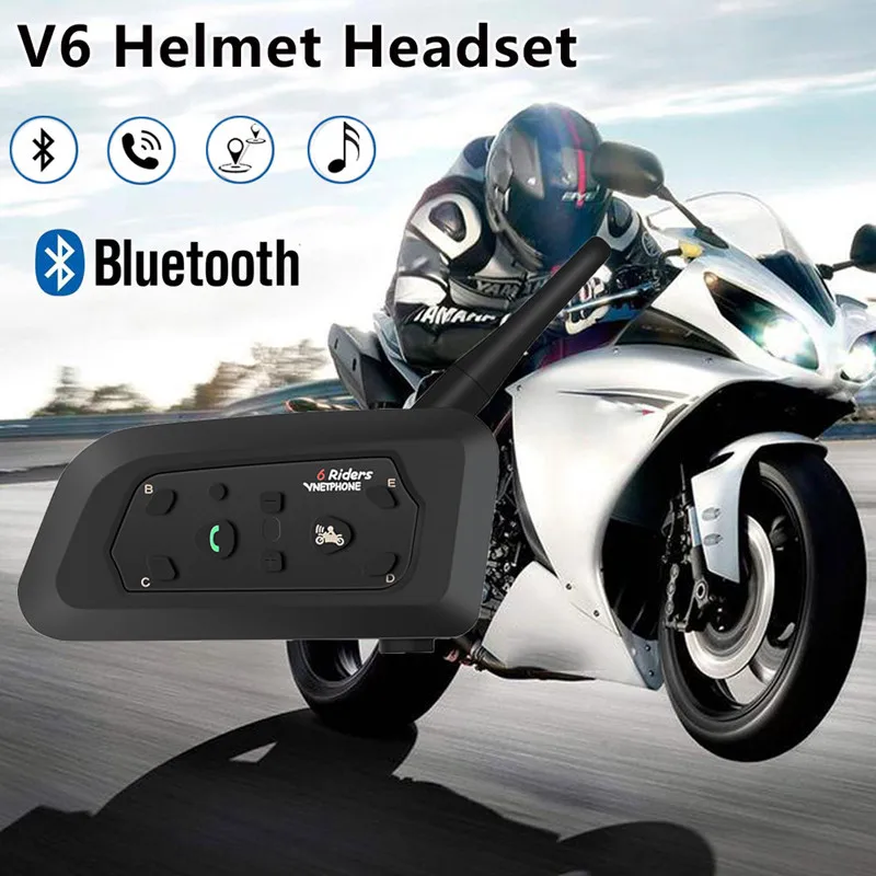 Bluetooth V6 Motorcycle Intercom 1200M 850mAh Helmet Headset For 6 Riders IP65 Waterproof MP3 GPS Intercomunicadores
Bluetooth V6 Motorcycle Intercom 1200M 850mAh Helmet Headset For 6 Riders IP65 Waterproof MP3 GPS Intercomunicadores