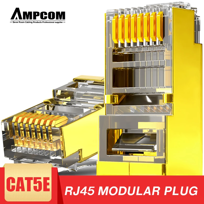 AMPCOM Shielded RJ45 CAT5E Connector Modular Plug Connector 8P8C Crimp End Ethernet Cable Ethernet Connector Gold-Plated 50U
AMPCOM Shielded RJ45 CAT5E Connector Modular Plug Connector 8P8C Crimp End Ethernet Cable Ethernet Connector Gold-Plated 50U
