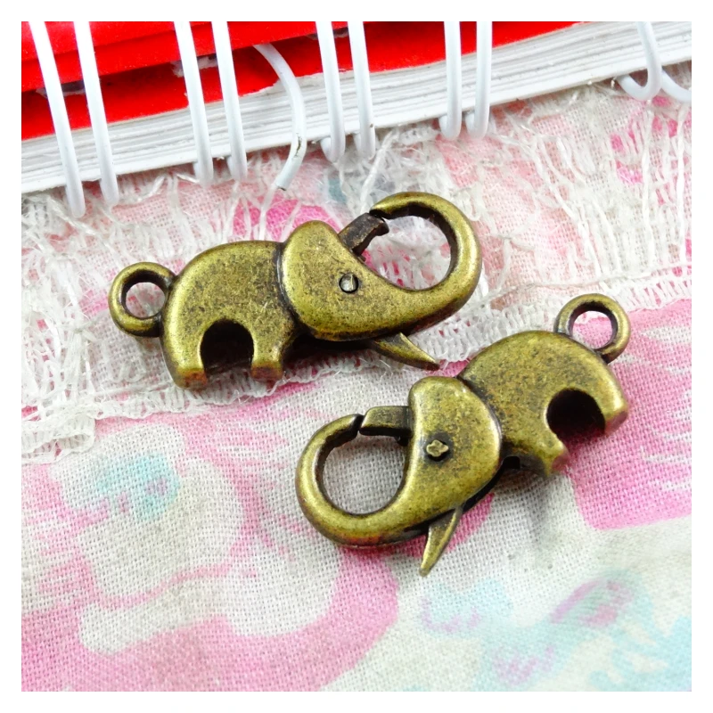 

20pcs 12*23MM Antique Bronze Plated Charms Lobster clasp Zinc Alloy Elephant Key chains DIY Accessories