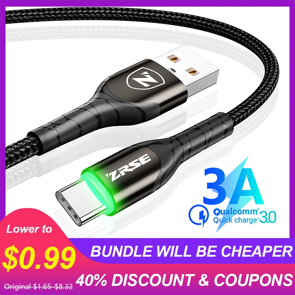 ZRSE LED USB Type C Cable 3M 2M USB-C Fast Charging Data Cable Phone Charger Cord for Xiaomi Redmi Note 8 7 Huawei P30 Pro P20
ZRSE LED USB Type C Cable 3M 2M USB-C Fast Charging Data Cable Phone Charger Cord for Xiaomi Redmi Note 8 7 Huawei P30 Pro P20