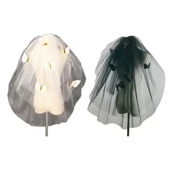 Gothic Style 3 Layers Women Wedding Veil BUtterfly Decor Tulle Mesh with Comb 
Gothic Style 3 Layers Women Wedding Veil BUtterfly Decor Tulle Mesh with Comb