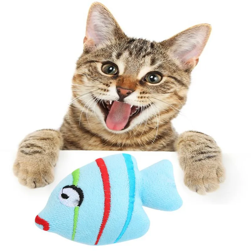 Игрушка для домашних животных милая 3D плюшевая игрушка в форме рыбы с кошачьим