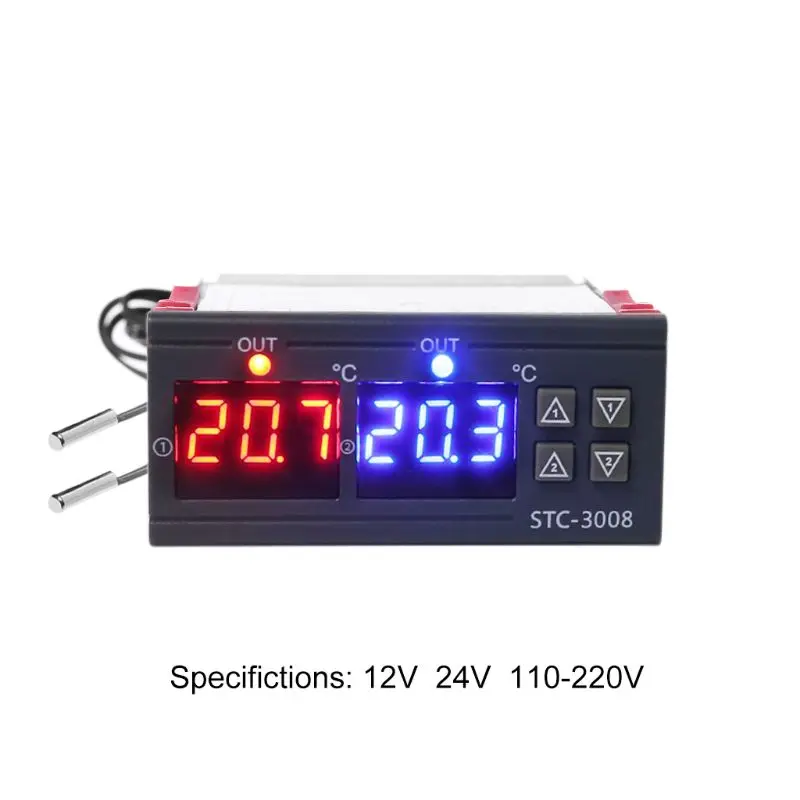 Dual LCD Digital Display Temperature Controller Thermostat Heating Cooling Temperature NTC Sensor Controller for Incubator
Dual LCD Digital Display Temperature Controller Thermostat Heating Cooling Temperature NTC Sensor Controller for Incubator