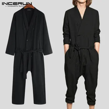 New Fashion Men Jumpsuit Solid Long Sleeve Cotton V Neck Pants Streetwear Casual Overalls With Belt Mens Rompers INCERUN S-5XL
New Fashion Men Jumpsuit Solid Long Sleeve Cotton V Neck Pants Streetwear Casual Overalls With Belt Mens Rompers INCERUN S-5XL