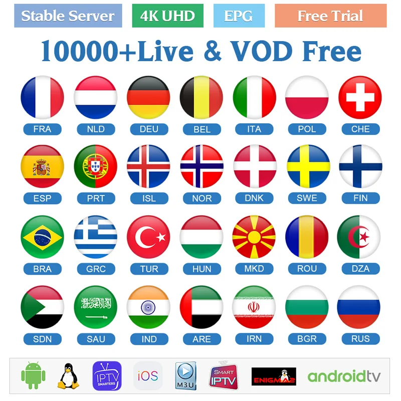 Norway IPTV Sweden Arabic Netherlands IP TV Spain 1 Year IP TV Code Subscription Netv for Android M3U IOS MAG Enigma2 Smart TV
Norway IPTV Sweden Arabic Netherlands IP TV Spain 1 Year IP TV Code Subscription Netv for Android M3U IOS MAG Enigma2 Smart TV