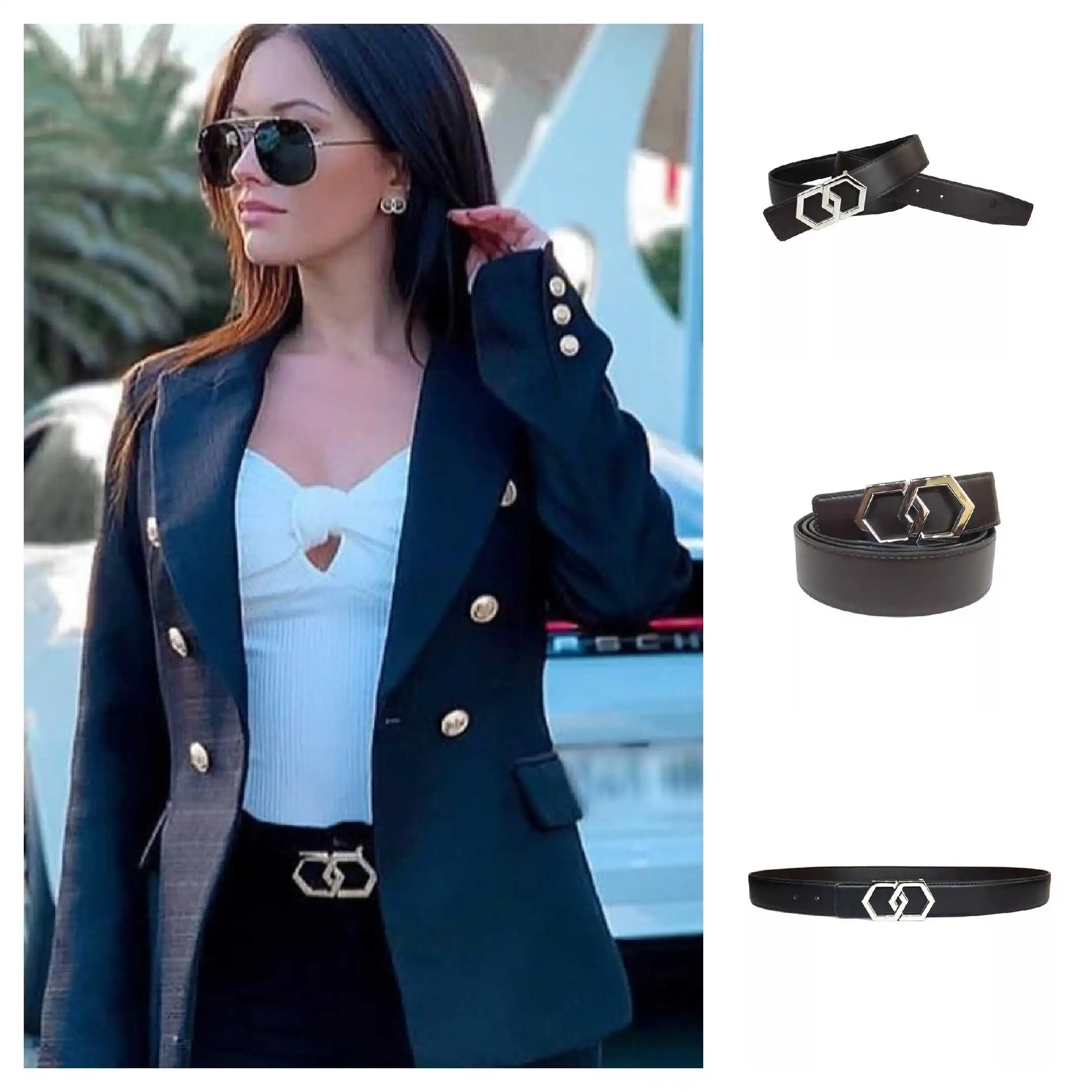 Genuine Leather Luxury Reversible Hexagon Belt Black Stylish Classy Bling Silver Buckle Stainless Steel Jeans Casual
Genuine Leather Luxury Reversible Hexagon Belt Black Stylish Classy Bling Silver Buckle Stainless Steel Jeans Casual