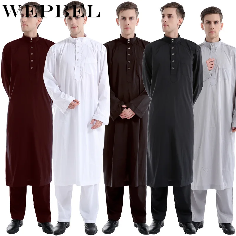 WEPBEL Men's Clothes Middle East Jubba Clothing Ankle Length Solid Color Muslim Solid Color Two-Piece Thobe
WEPBEL Men's Clothes Middle East Jubba Clothing Ankle Length Solid Color Muslim Solid Color Two-Piece Thobe