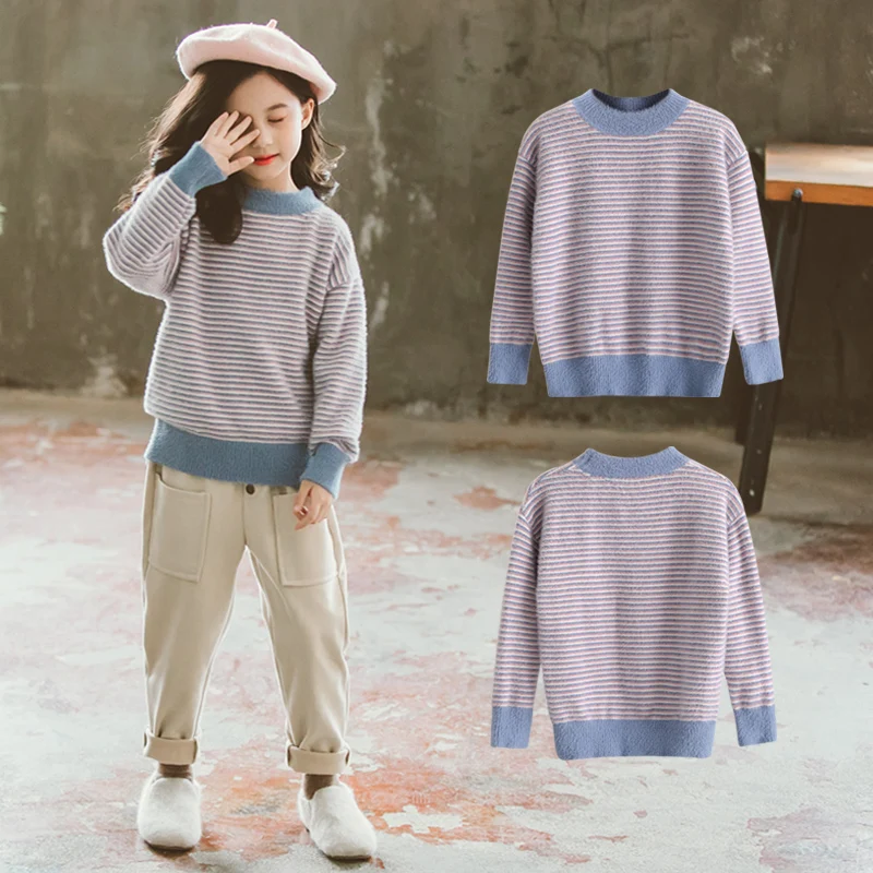 4-12 Year Girl Sweaters 2019 New Child Clothing Kids Stripe Sweater for Girls Long Sleeve Knitted Sweater Winter Bottoming Shirt
4-12 Year Girl Sweaters 2019 New Child Clothing Kids Stripe Sweater for Girls Long Sleeve Knitted Sweater Winter Bottoming Shirt