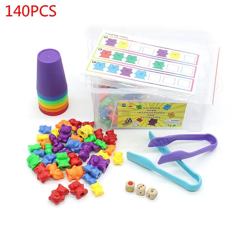 140pcs Rainbow Counting/Sorting Bears with Matching Cups , Original Printed Activity Cards , Dice Set Color Sorting Toys
140pcs Rainbow Counting/Sorting Bears with Matching Cups , Original Printed Activity Cards , Dice Set Color Sorting Toys