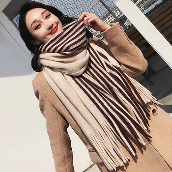 Brand women Scarf winter Korean student versatile striped shawl long wool knitting thickened warm neck female fashion scarf gift
Brand women Scarf winter Korean student versatile striped shawl long wool knitting thickened warm neck female fashion scarf gift