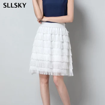 SLLSKY Summer New Tassel cake skirt Elegant Sweet Women Fairy skirt Soft A-line High elastic waist Office lady two-layer skirt 
SLLSKY Summer New Tassel cake skirt Elegant Sweet Women Fairy skirt Soft A-line High elastic waist Office lady two-layer skirt