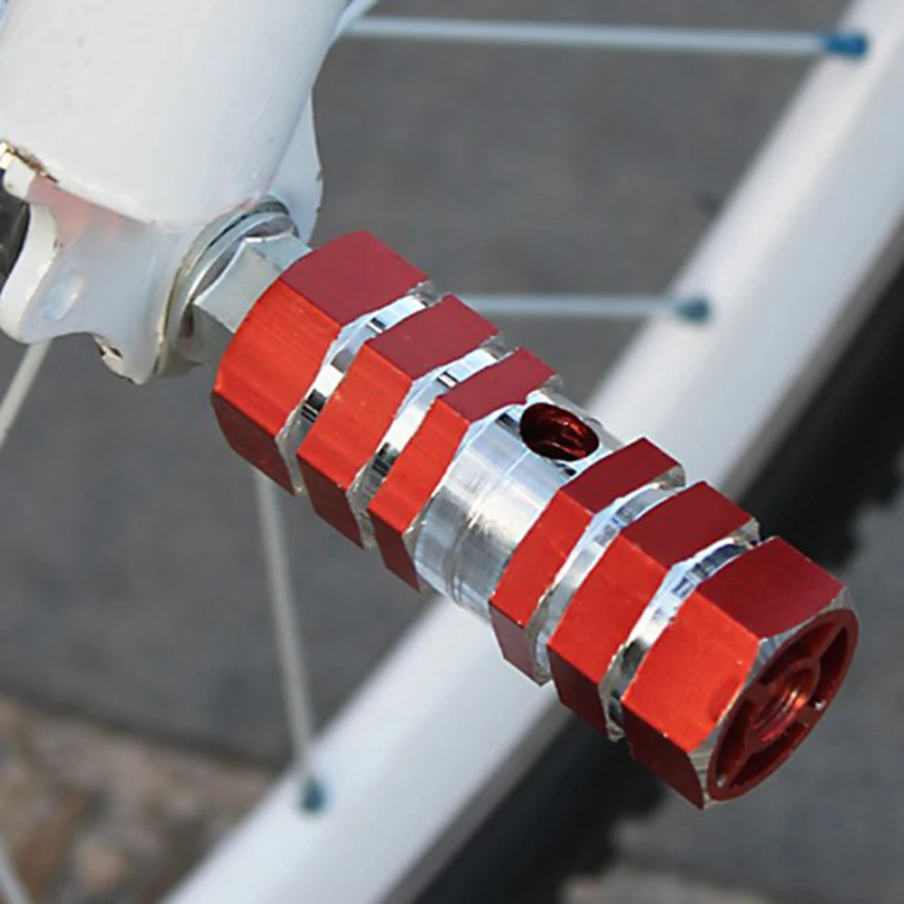 Sturdy Red Hexagonal Children-Sized Bike Foot Peg Aluminum Metal Alloy 1 Pair 