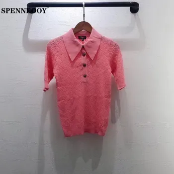 SPENNEOOY Designer Custom Runway Female Summer Pink Knitting Slim T Shirt Women Button Textured Knit Stretchy Casual Tees Tops
SPENNEOOY Designer Custom Runway Female Summer Pink Knitting Slim T Shirt Women Button Textured Knit Stretchy Casual Tees Tops