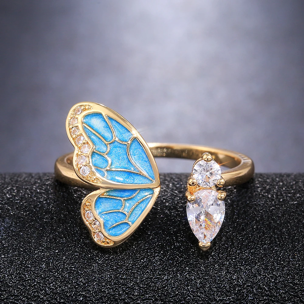 Waliicorners New Butterfly Female Adjustable Opening Rings Wedding 7 H583f2ab7f8f74bf9b5c8bdc03ab8d9e7o