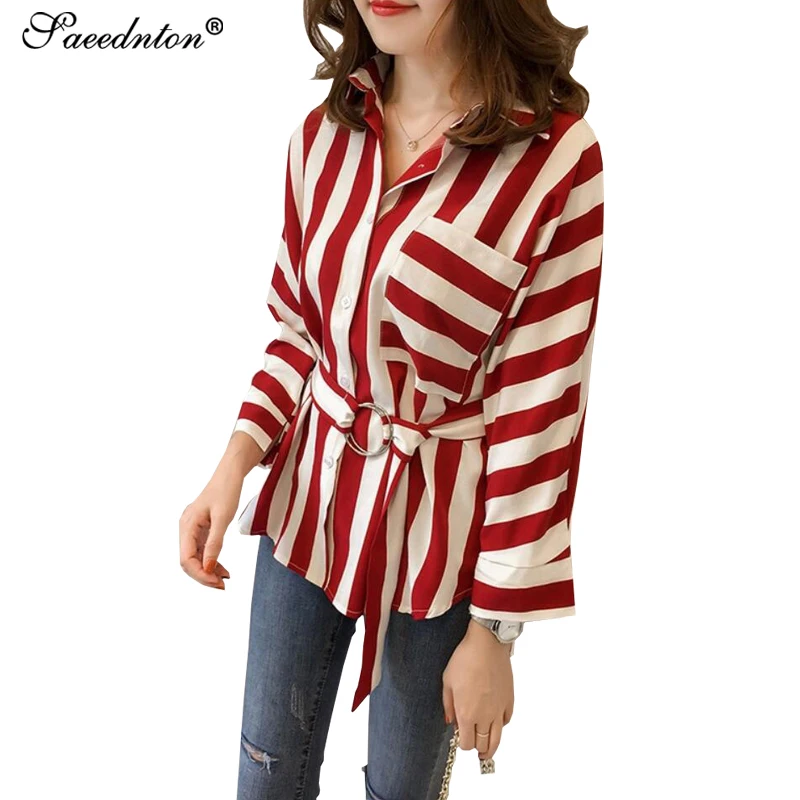 Black Red Striped Blouse Shirt Women Tops Casual Streetwear White Blouse Elegant Chiffon 2019 Autumn Blouse Female Plus Size 4XL 
Black Red Striped Blouse Shirt Women Tops Casual Streetwear White Blouse Elegant Chiffon 2019 Autumn Blouse Female Plus Size 4XL