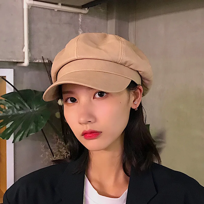 Кожаная восьмиугольная шляпа в стиле ретро детская Корейская модная