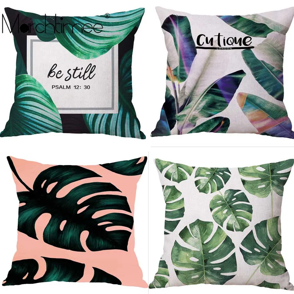 

Tropical Leaf Monstera Cushion Cover Linen Throw Pillows Shams Cover Bed Car Sofa Home Decor Decoration Decorative Pillowcase