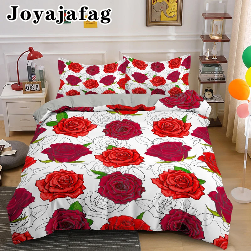

Joyajafag Luxury Duvet Cover Rose Printed Bedding Set Home Textiles Bedclothes Single Twin Queen King Size 2/3pcs Quilt Covers