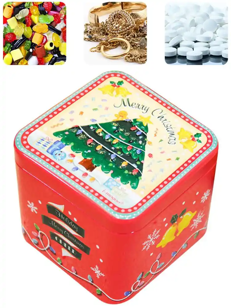 christmas santa elk tinplate gift box mini snowman storage candy