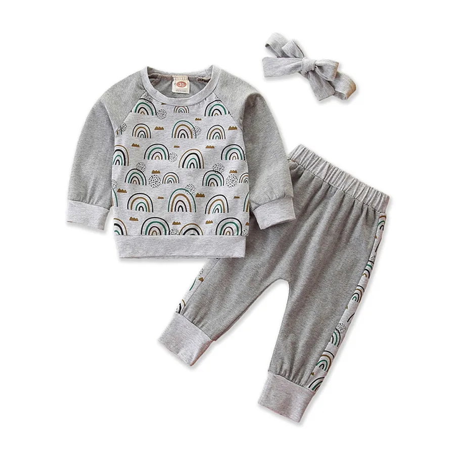 Infant Toddler Baby Boys 3Pcs Outfits Suits Cute Rainbow Printed Long Sleeve T-shirt Top+Elastic Long Pant+Bow Headband Set
Infant Toddler Baby Boys 3Pcs Outfits Suits Cute Rainbow Printed Long Sleeve T-shirt Top+Elastic Long Pant+Bow Headband Set