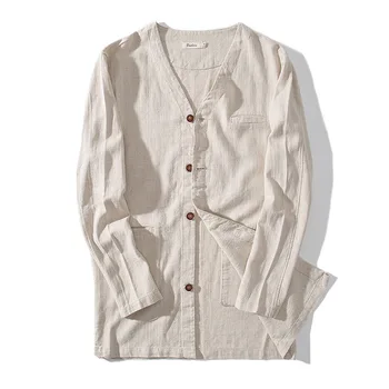 2020 Spring New Style Men V-neck Jacket Cotton Linen Mid-length Long Sleeve Thin Solid Color Casual Jacket
2020 Spring New Style Men V-neck Jacket Cotton Linen Mid-length Long Sleeve Thin Solid Color Casual Jacket