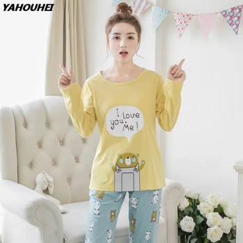 Girls Cute Cartoon Pajama Sets For Women 2019 Autumn Spring Cotton Long Sleeve Pyjama Homewear Pijama Mujer Lounge Home Clothing
Girls Cute Cartoon Pajama Sets For Women 2019 Autumn Spring Cotton Long Sleeve Pyjama Homewear Pijama Mujer Lounge Home Clothing