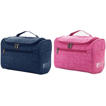 2 Pcs Cosmetic Bag Double Zipper Women Cosmetic Case Travel Organizer, Deep Blue & Red 
2 Pcs Cosmetic Bag Double Zipper Women Cosmetic Case Travel Organizer, Deep Blue & Red