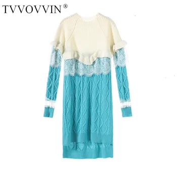 TVVOVVIN Patchwork Lace Slim Type Temperamental Green Half High Lead Long Sleeve Knitting Asymmetry Dresses L438
TVVOVVIN Patchwork Lace Slim Type Temperamental Green Half High Lead Long Sleeve Knitting Asymmetry Dresses L438