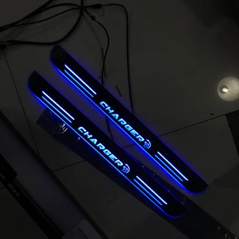 Acrylic door sill plate strip with led decorative welcome light moving door scuff for dodge charger 
Acrylic door sill plate strip with led decorative welcome light moving door scuff for dodge charger