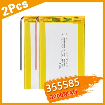Rechargeable Battery Li-Po Cells 2P 355585 Model Lithium Polymer Batteria 3.7V 3000mAH Li ion Cell Power for GPS Navigator PSP
Rechargeable Battery Li-Po Cells 2P 355585 Model Lithium Polymer Batteria 3.7V 3000mAH Li ion Cell Power for GPS Navigator PSP