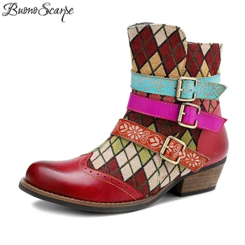 Ethnic Women Ankle Boots Short Rainbow Boots Genuine leather Mixed Colors Shoes Patchwork Leather Belt Buckles New Quality Shoes
Ethnic Women Ankle Boots Short Rainbow Boots Genuine leather Mixed Colors Shoes Patchwork Leather Belt Buckles New Quality Shoes
