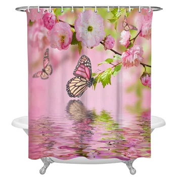 Butterfly Water Wave Pink Flower Print Shower Curtain Waterproof Fabric Shower Curtains Large Bathroom Accessories Curtains
Butterfly Water Wave Pink Flower Print Shower Curtain Waterproof Fabric Shower Curtains Large Bathroom Accessories Curtains