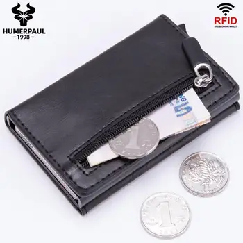 RFID Anti-theft Smart Wallet Men 6 Bits Card Case Leather Automatically Metal Aluminum Business Card Holder Mini With Coin Purse
RFID Anti-theft Smart Wallet Men 6 Bits Card Case Leather Automatically Metal Aluminum Business Card Holder Mini With Coin Purse