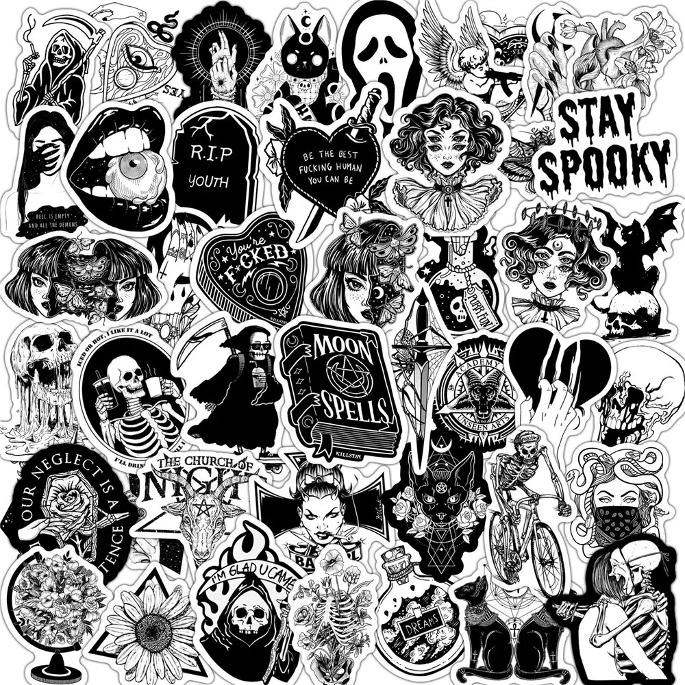 100 Pcs Goth Stickers For Adults,Waterproof Horror Stickers For Laptop /  Smart Phone / Water Bottle / Skateboard / Guitar, Witchy Sticker Packs For  Adults, Cool Stickers Emo Accessories 